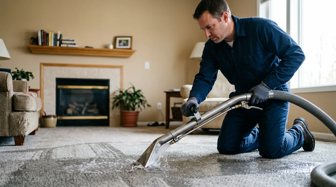 Water damage restoration technician working near Ellston, IA